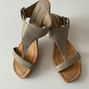 Donald Pliner Dylan leather metallic gold sandal